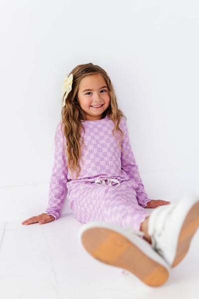 Ribbed Set | Preppy Purple Check