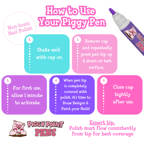 Piggy Paint Pen Non-Toxic Nail Polish | Purple Power