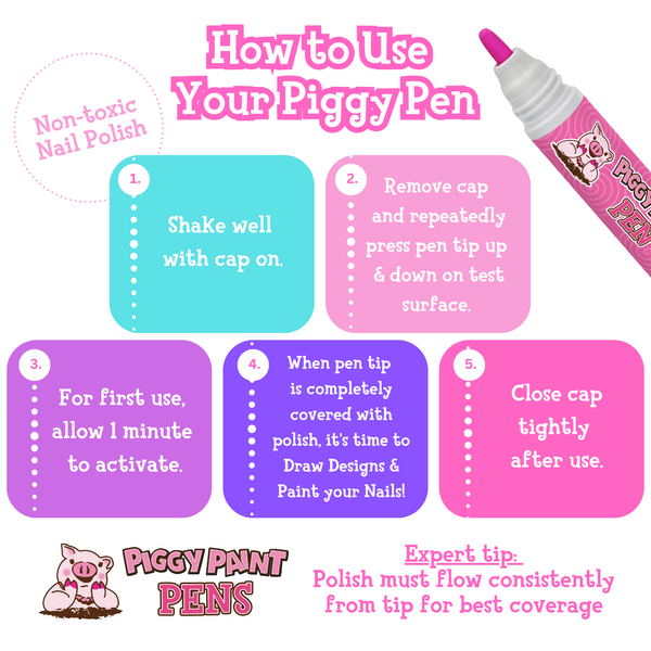 Piggy Paint Pen Non-Toxic Kids Nail Polish | Piggy Pink