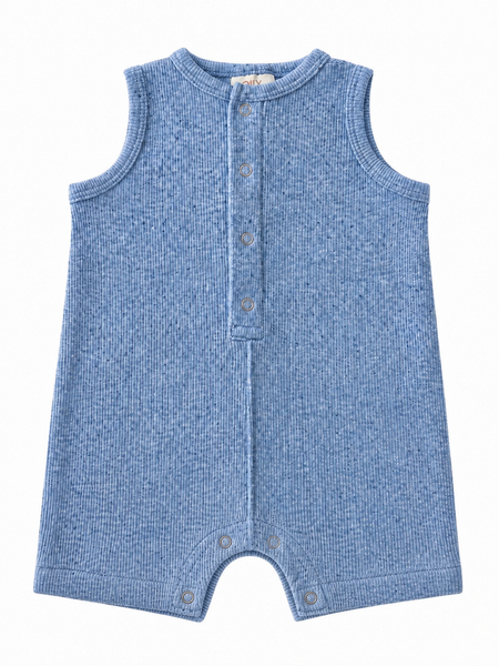 Ribbed Shortie Romper | Blue Speckle