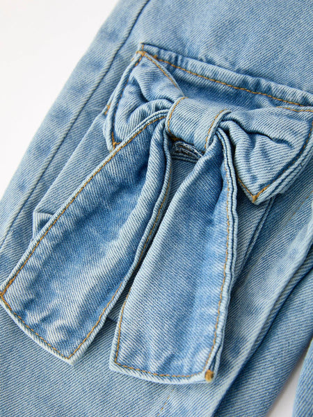 PREORDER ITEM 8/21| Wide Leg Bow Denim Overalls
