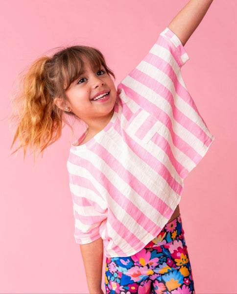 Boxy Crop Tee | Cotton Candy Stripe