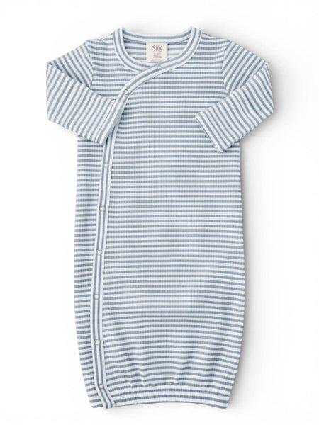 Ribbed Gown | Dusty Blue Stripe