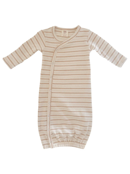 Organic Gown | Biscuit Mixed Stripe