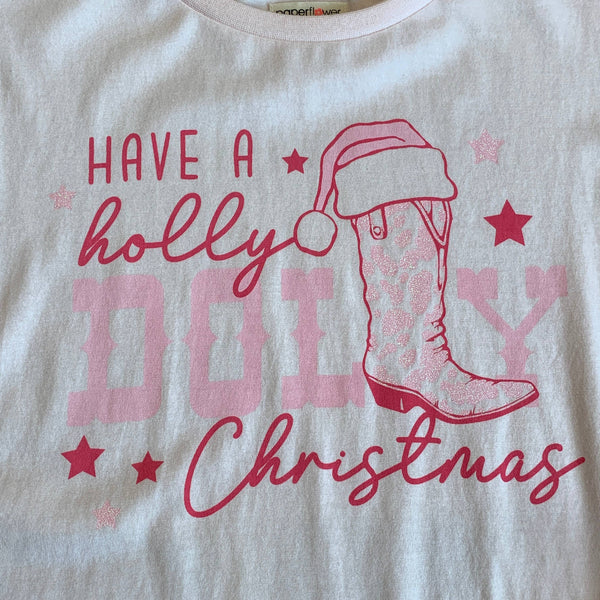 Have a Holly Dolly Christmas Western Glitter Tee