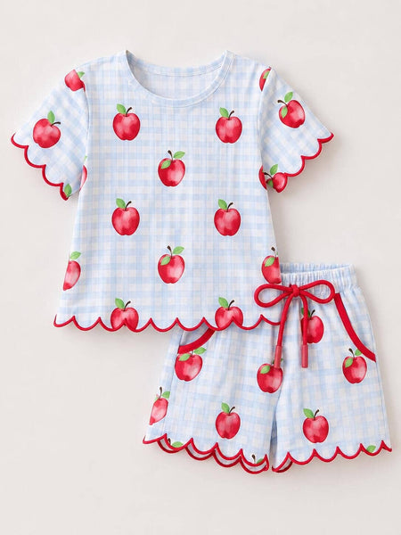 PREORDER ETA 7/31 | Scallop Hem Short Set | Apple Plaid
