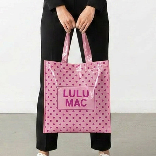 Lulu Mac Reusable Tote | Light Pink/Hot Pink Polka Dot