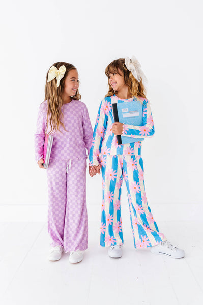 Ribbed Set | Preppy Purple Check
