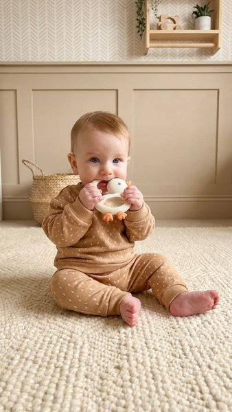 Bitzy Shake™ - Silicone Teether with Rattle | Cherries