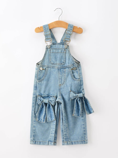 PREORDER ITEM 8/21| Wide Leg Bow Denim Overalls