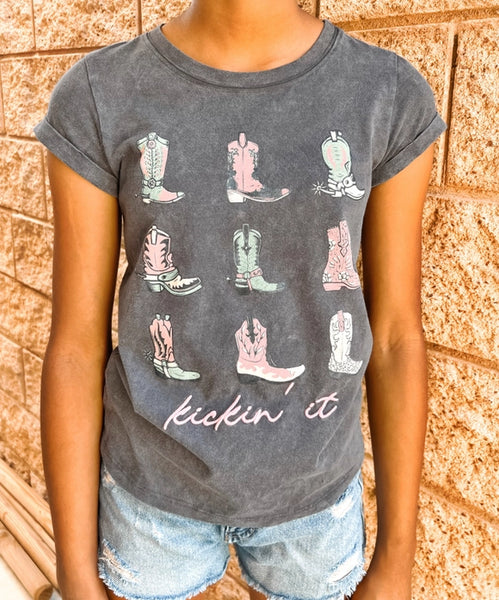 Kickin' It Cowboy Boot Embroidery Tee