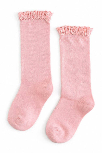 Lace Top Knee High Socks | Quartz Pink