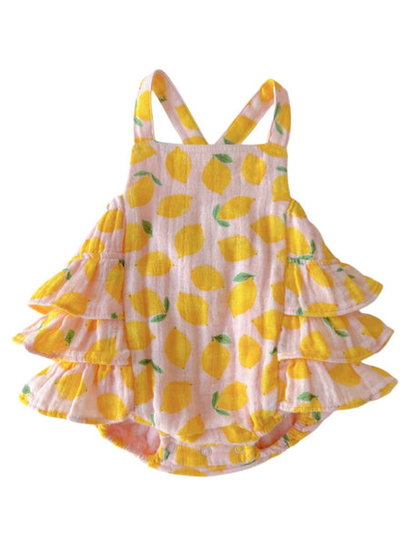 Muslin Ruffle Sunsuit | Lemon Sorbet