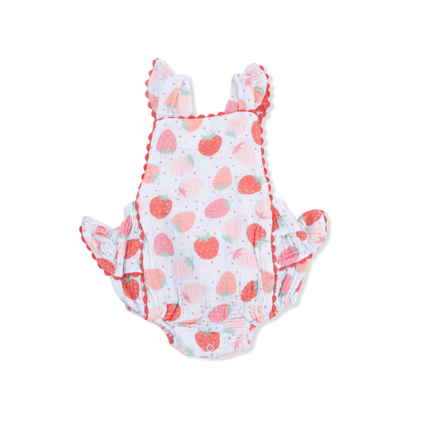 Ric-Rac Ruffle Sunsuit | Strawberry Bliss