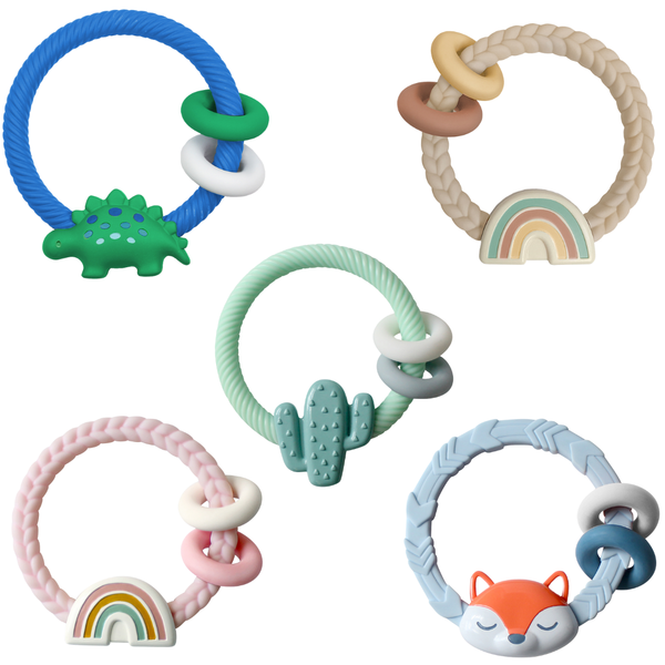 Ritzy Rattle™ Silicone Teether Rattles | Highland Cow