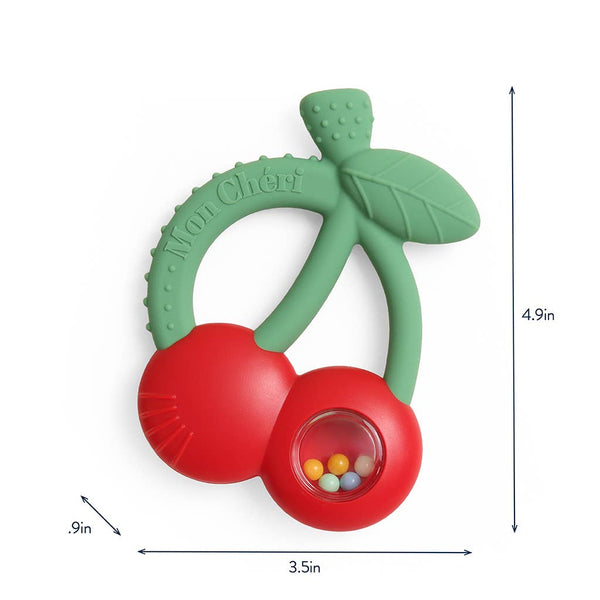 Bitzy Shake™ - Silicone Teether with Rattle | Cherries