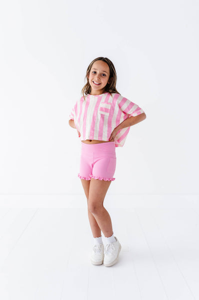 Boxy Crop Tee | Cotton Candy Stripe