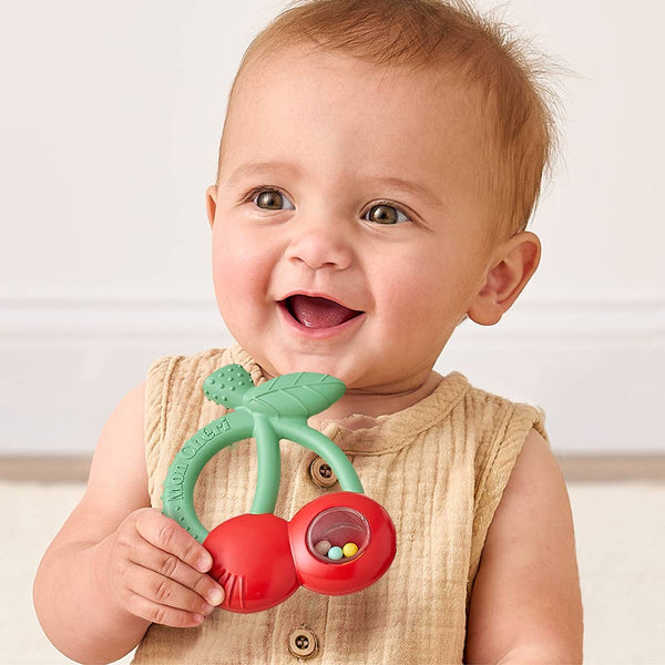 Bitzy Shake™ - Silicone Teether with Rattle | Cherries