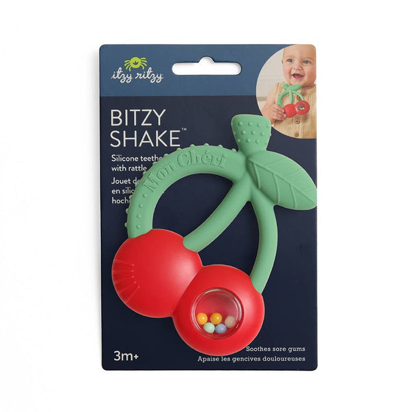 Bitzy Shake™ - Silicone Teether with Rattle | Cherries