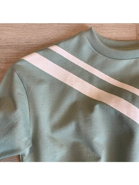 Color Block Applique Taping Sweatshirt | Desert Sage