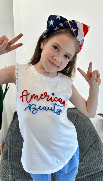 American Beauty 3D Embroidered Tank