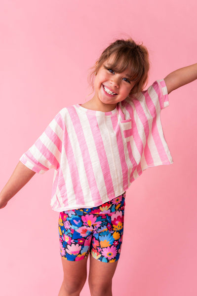 Boxy Crop Tee | Cotton Candy Stripe