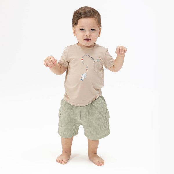 Crew Neck Tee with Cargo Short | Gone Fishing