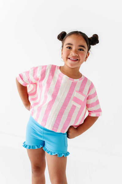Boxy Crop Tee | Cotton Candy Stripe