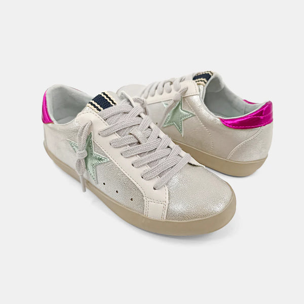 Paula Kids Silver Distressed Sneakers