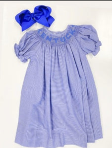 Kentucky Smocked Royal Gingham Dress