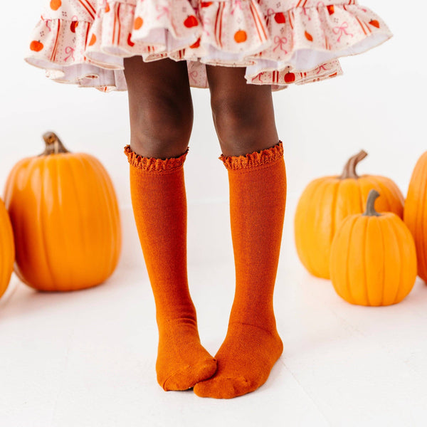 Lace Top Knee High Socks | Pumpkin Spice