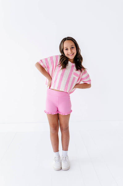 Boxy Crop Tee | Cotton Candy Stripe