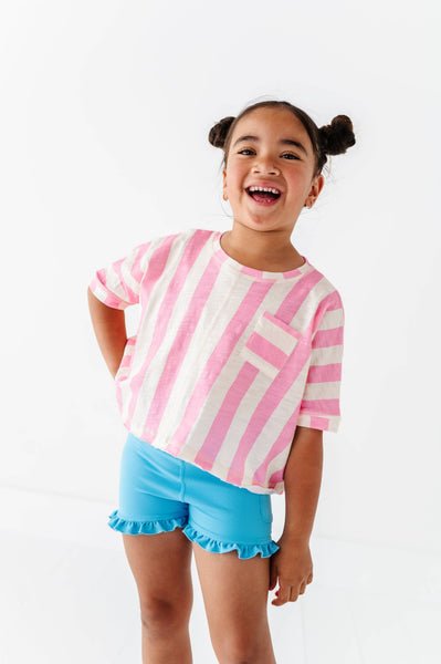 Boxy Crop Tee | Cotton Candy Stripe