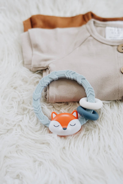 Ritzy Rattle™ Silicone Teether Rattles | Highland Cow