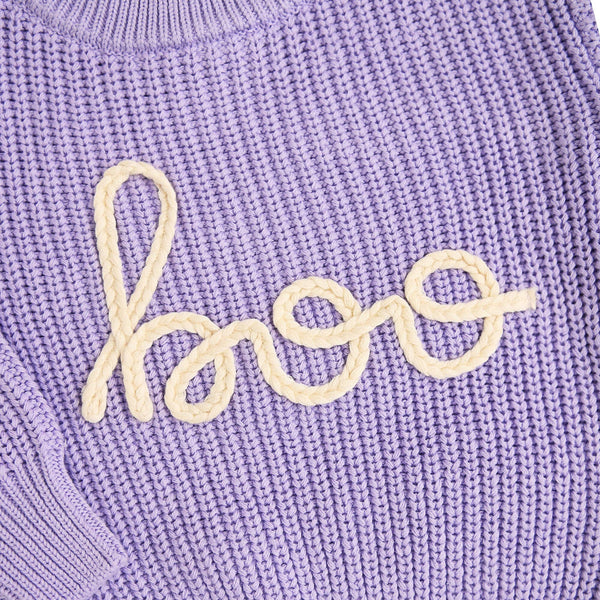 Boo Purple Solid Knit Sweater