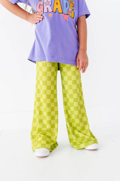 Wide Leg Pants| Green Apple Check