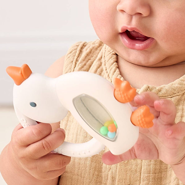 Bitzy Shake™ - Silicone Teether with Rattle | Goose