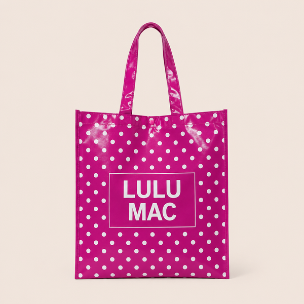 Lulu Mac Reusable Tote | Hot Pink/White Polka Dot
