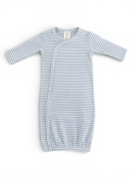 Ribbed Gown | Dusty Blue Stripe