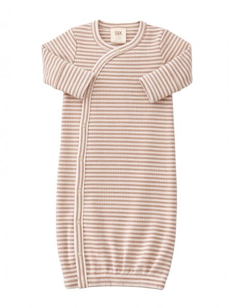 Ribbed Gown | Tan Stripe