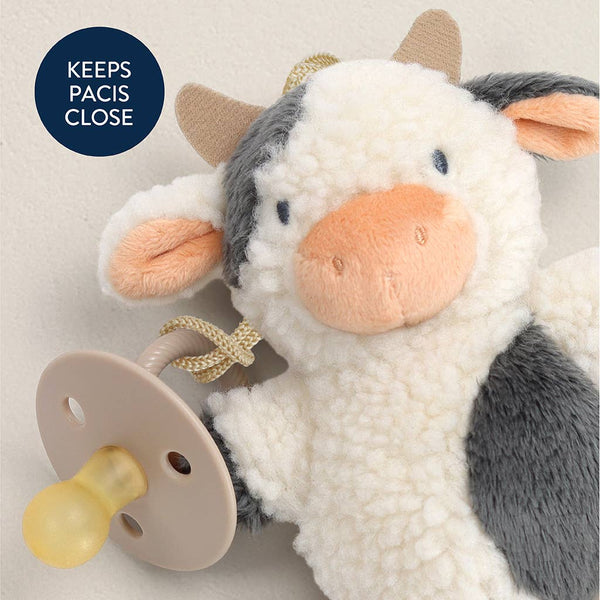 Bitzy Pal Natural Rubber Pacifier & Stuffed Animal | Cow