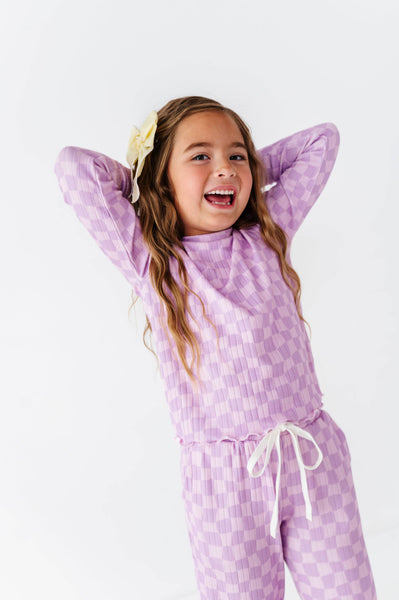 Ribbed Set | Preppy Purple Check