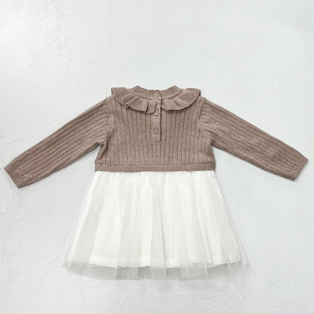 Ruffle Neck Sweater Knit Top & Tutu Baby Dress (Organic Cotton)