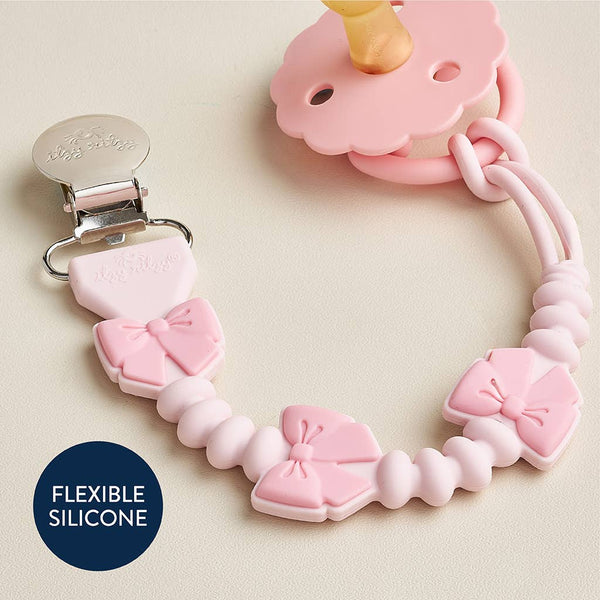Itzy Paci Strap Plus™ | Pink Bows