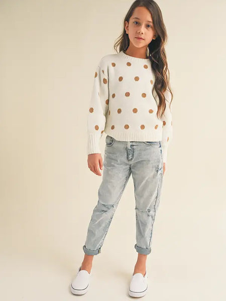 Cream Polka Dot Sweater