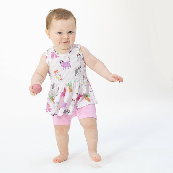 Peplum Tank Top & Bike Shorts | Fancy Dogs
