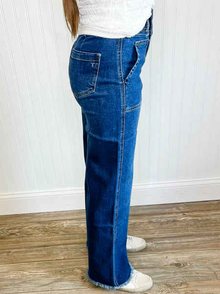 Tractr Wide Leg Fray Hem Jeans