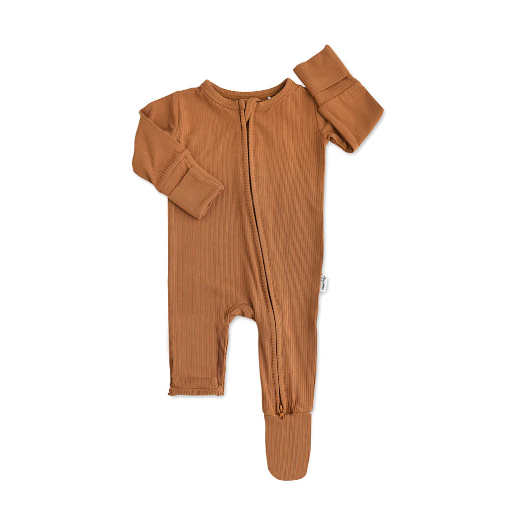 Rory Caramel NB Footed Zippie