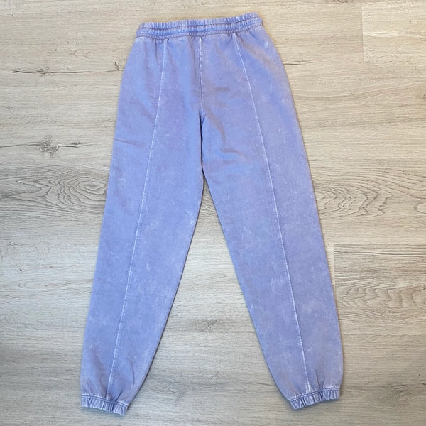 Solid Washed Tween Active Pants-Lavender