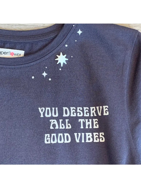 You Deserve All The Good Vibes Front & Back Celestial Tween Graphic Tee